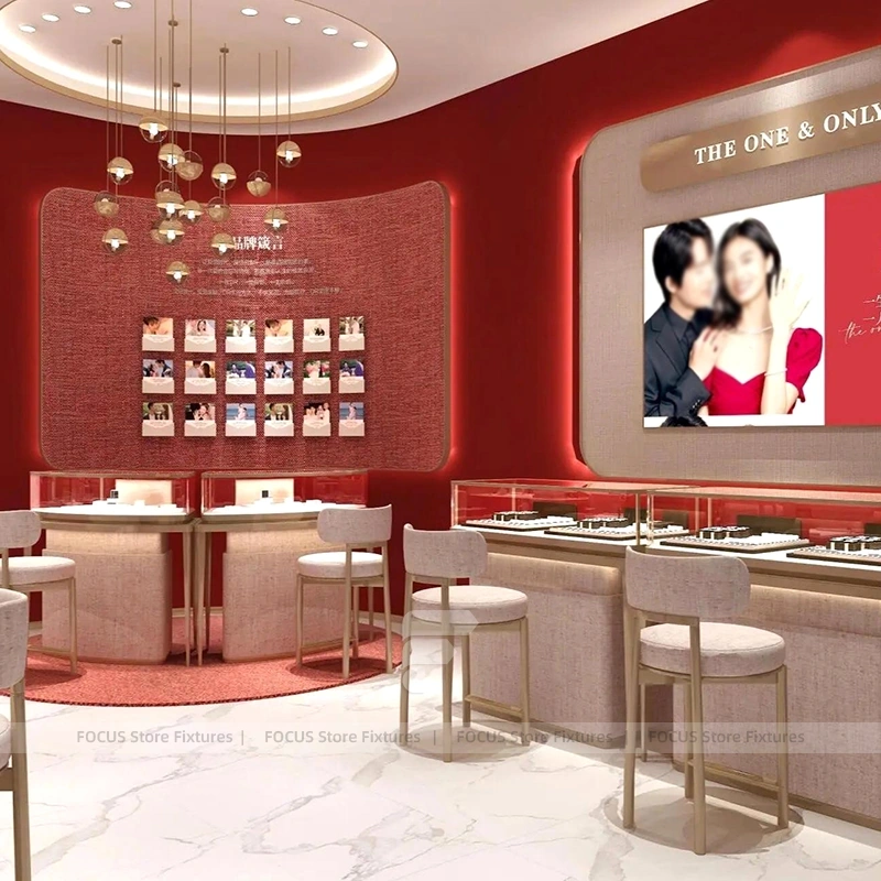 Custom Cream Jewelry Display Reception Desk