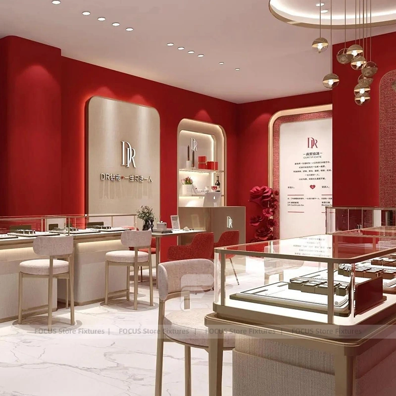 Custom Cream Jewelry Display Reception Desk