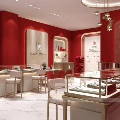 Custom Cream Jewelry Display Reception Desk