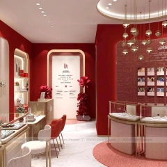 Custom Cream Jewelry Display Reception Desk