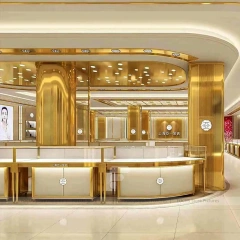Custom Cream Jewelry Display Showcase Set
