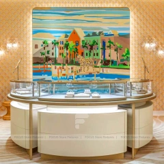 Custom Fluted Wood Jewelry Reception Desk
