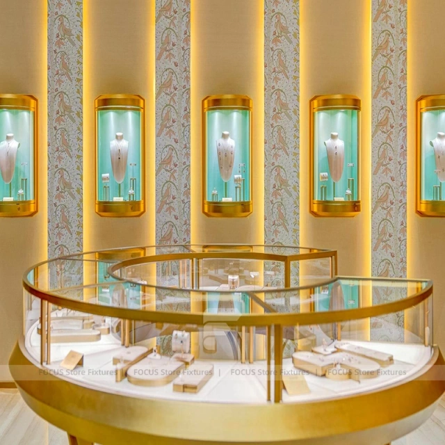Custom Fluted Wood Jewelry Reception Desk