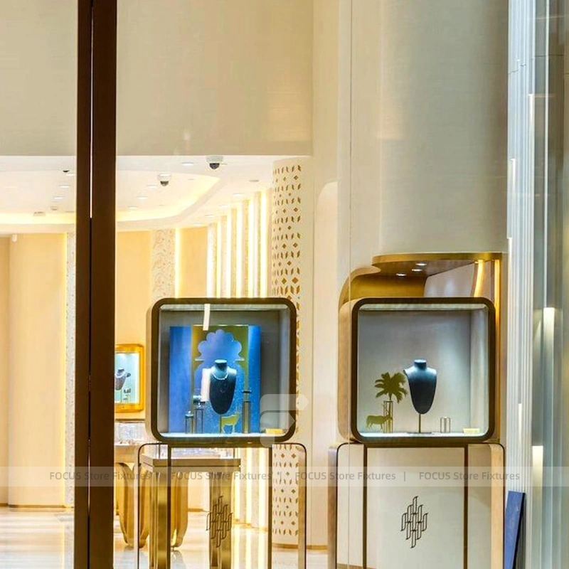 Custom Fluted Wood Jewelry Reception Desk