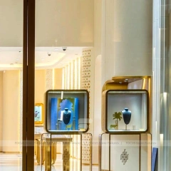 Custom Fluted Wood Jewelry Reception Desk