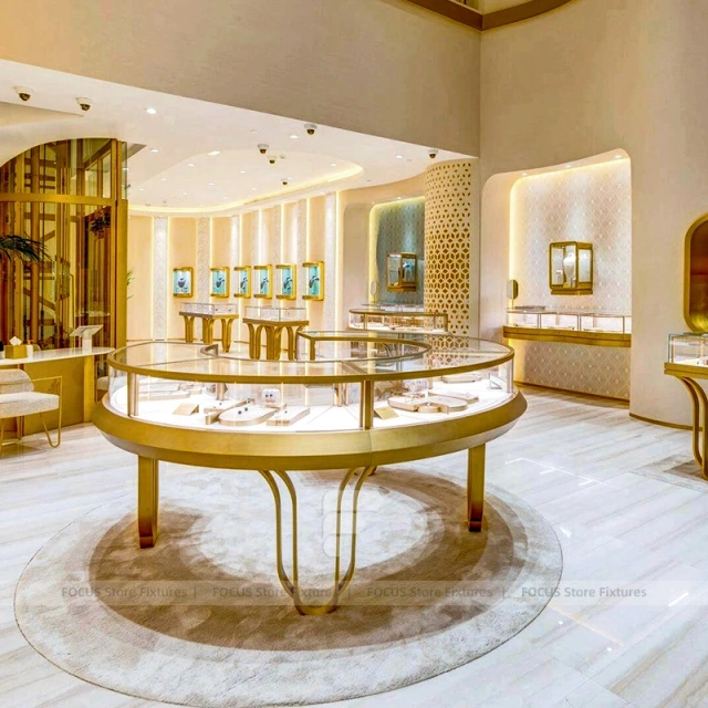 Custom Fluted Wood Jewelry Reception Desk