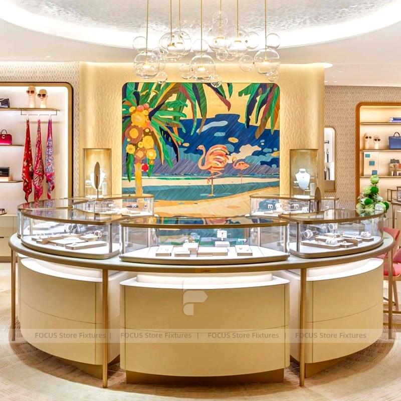 Custom Fluted Wood Jewelry Reception Desk
