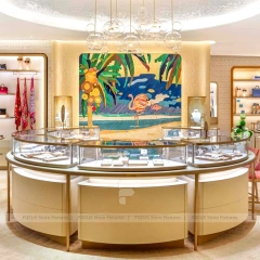 Custom Fluted Wood Jewelry Reception Desk