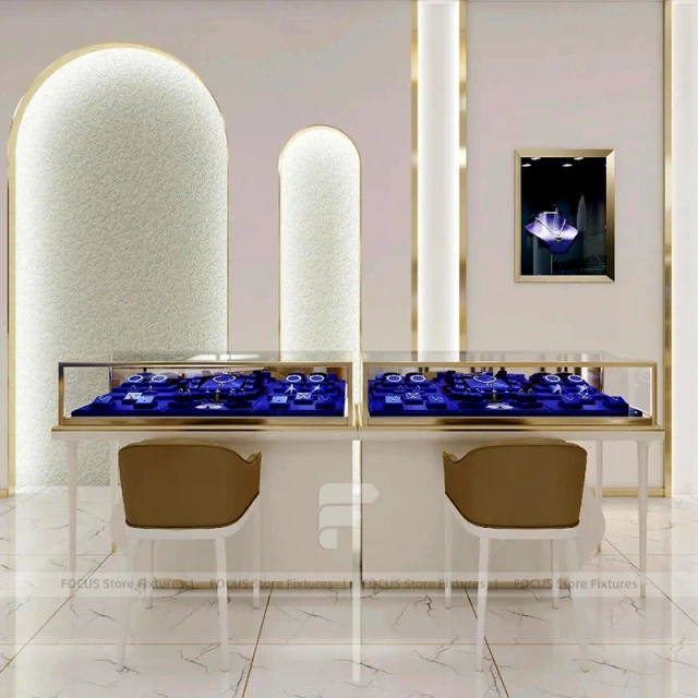 Custom Marble Accent Jewelry Reception Desk