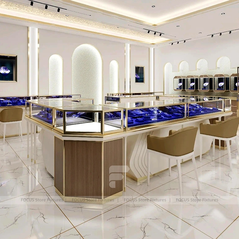 Custom Marble Accent Jewelry Reception Desk