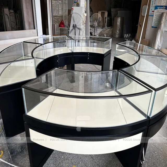 Custom Marble Accent Jewelry Showcase Counter Set