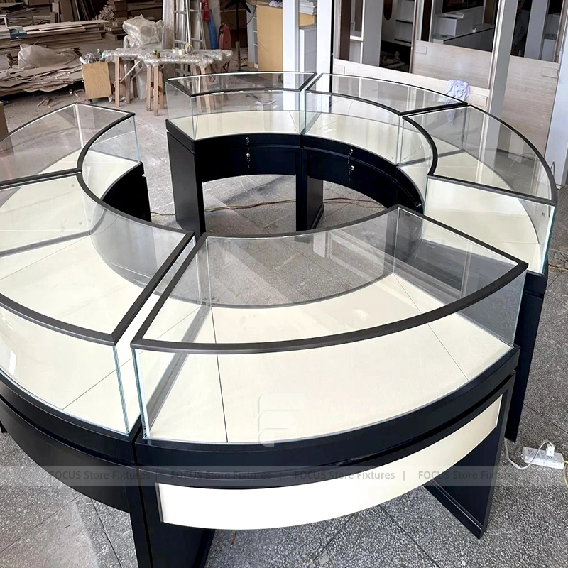 Custom Marble Accent Jewelry Showcase Counter Set