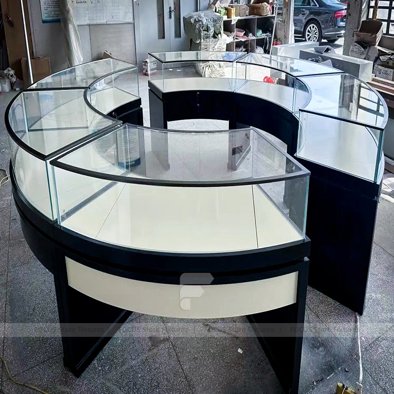 Custom Marble Accent Jewelry Showcase Counter Set