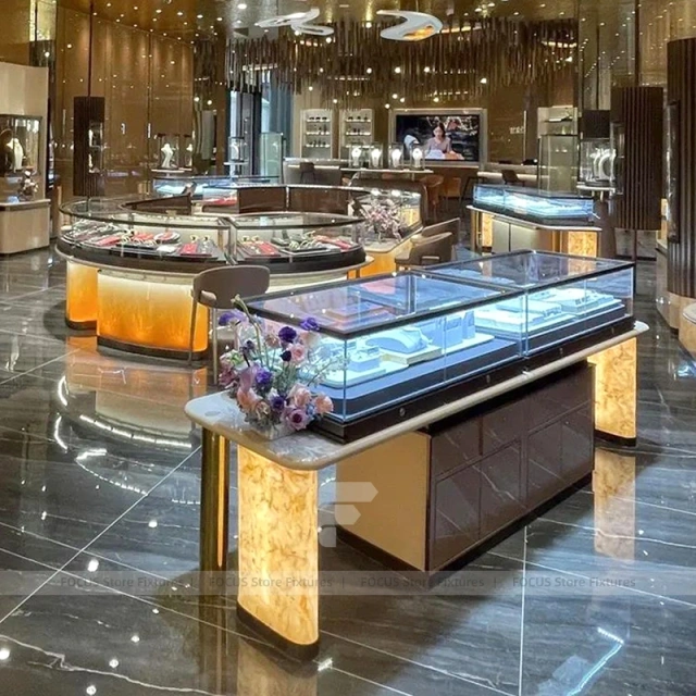 Custom Walnut Jewelry Display Cabinet Set