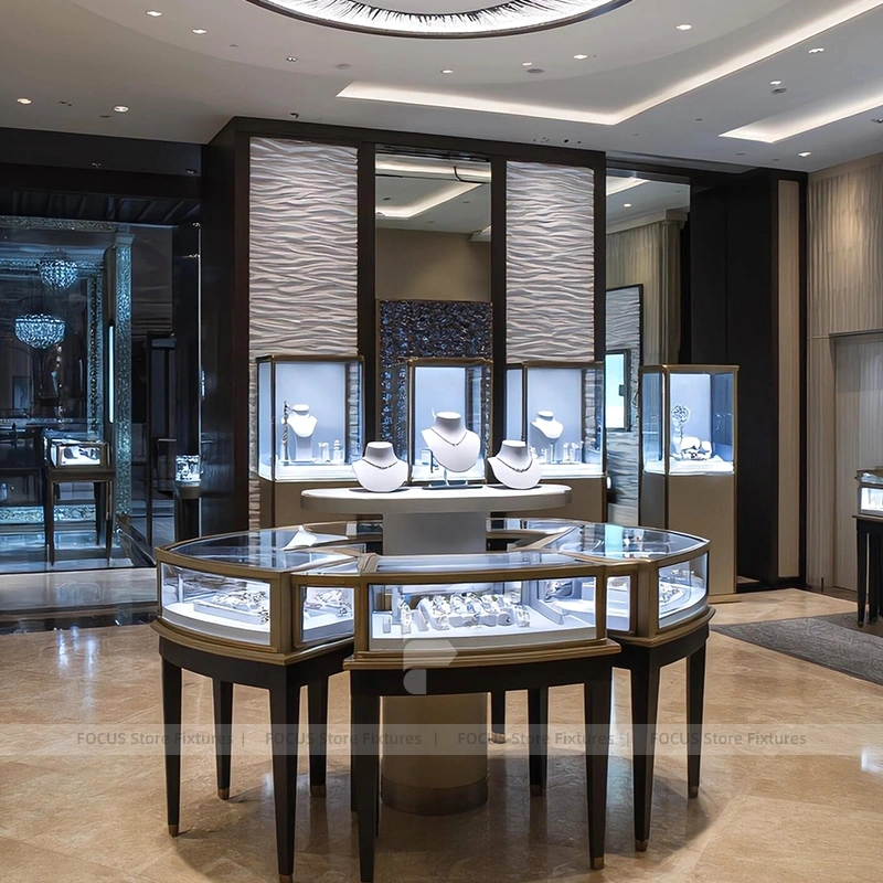 Custom Walnut Jewelry Display Reception Desk