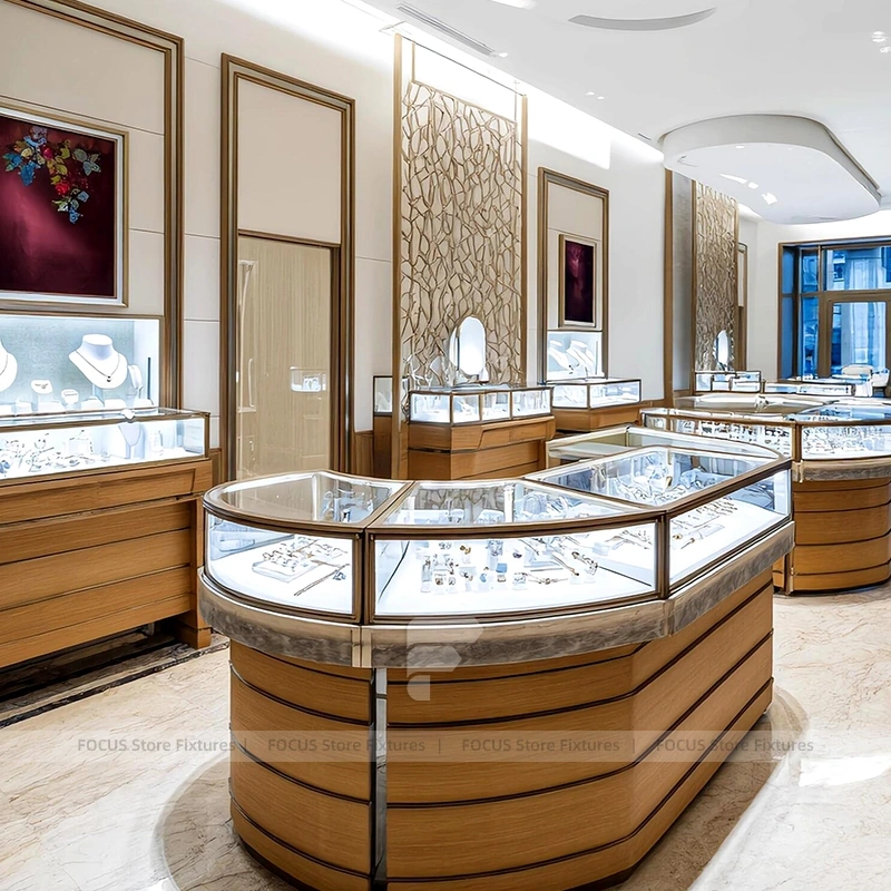 Custom Walnut Jewelry Display Reception Desk