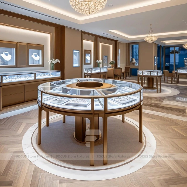 Custom Walnut Jewelry Display Reception Desk