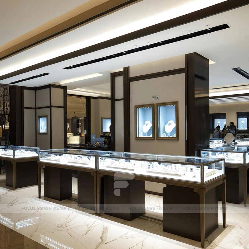 Custom Walnut Jewelry Display Reception Desk