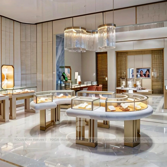Custom Walnut Jewelry Display Reception Desk