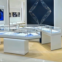 Custom White Jewelry Display Showcase Set