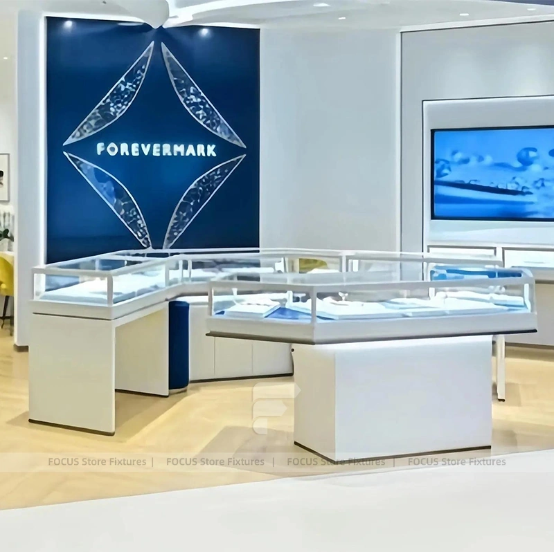Custom White Jewelry Display Showcase Set