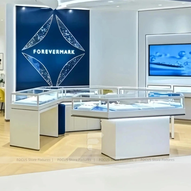 Custom White Jewelry Display Showcase Set