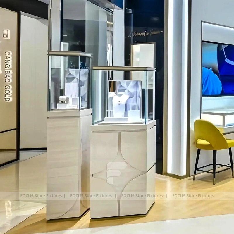 Custom White Jewelry Display Showcase Set