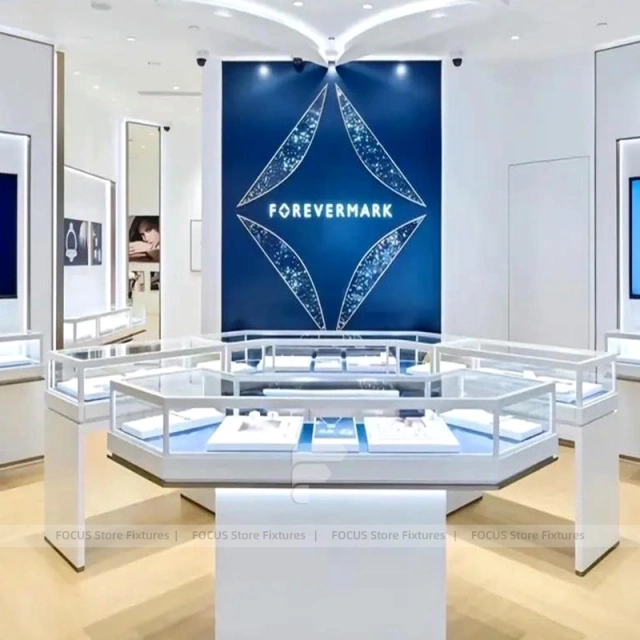 Custom White Jewelry Display Showcase Set