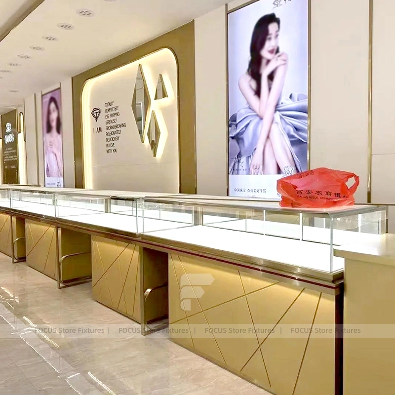Elegant Beige Jewelry Boutique Feature Wall