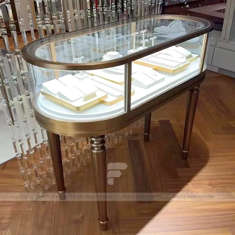 Elegant Champagne Gold Jewelry Island Showcase Set