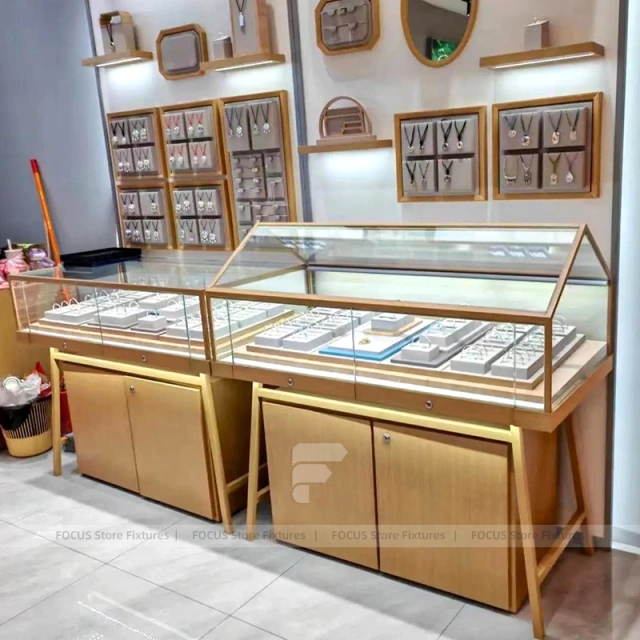 Elegant White Jewelry Boutique Feature Wall
