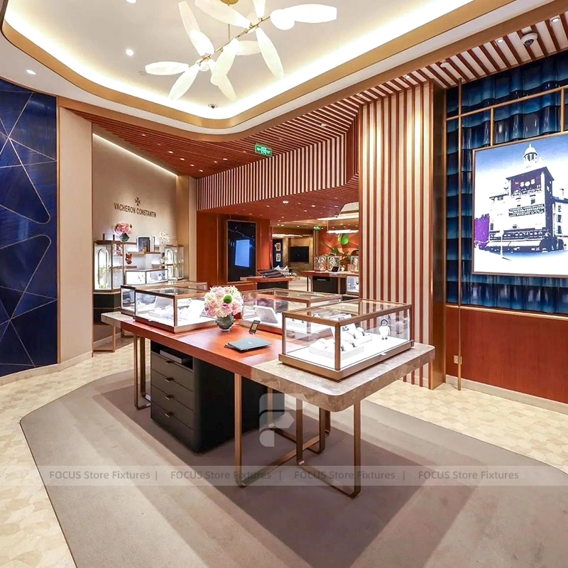 Elegant White Jewelry Boutique Island Showcase Set