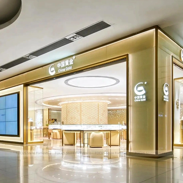 Luxury Beige Jewelry Fluted Reception Desk