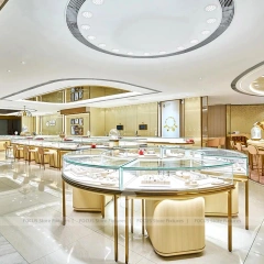 Luxury Beige Jewelry Fluted Reception Desk