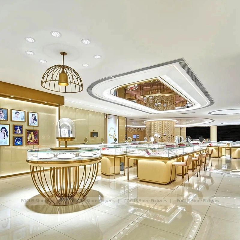 Luxury Beige Jewelry Fluted Reception Desk