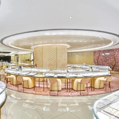 Luxury Beige Jewelry Fluted Reception Desk