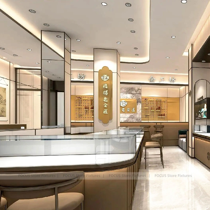 Luxury Beige LED Jewelry Showcase Set