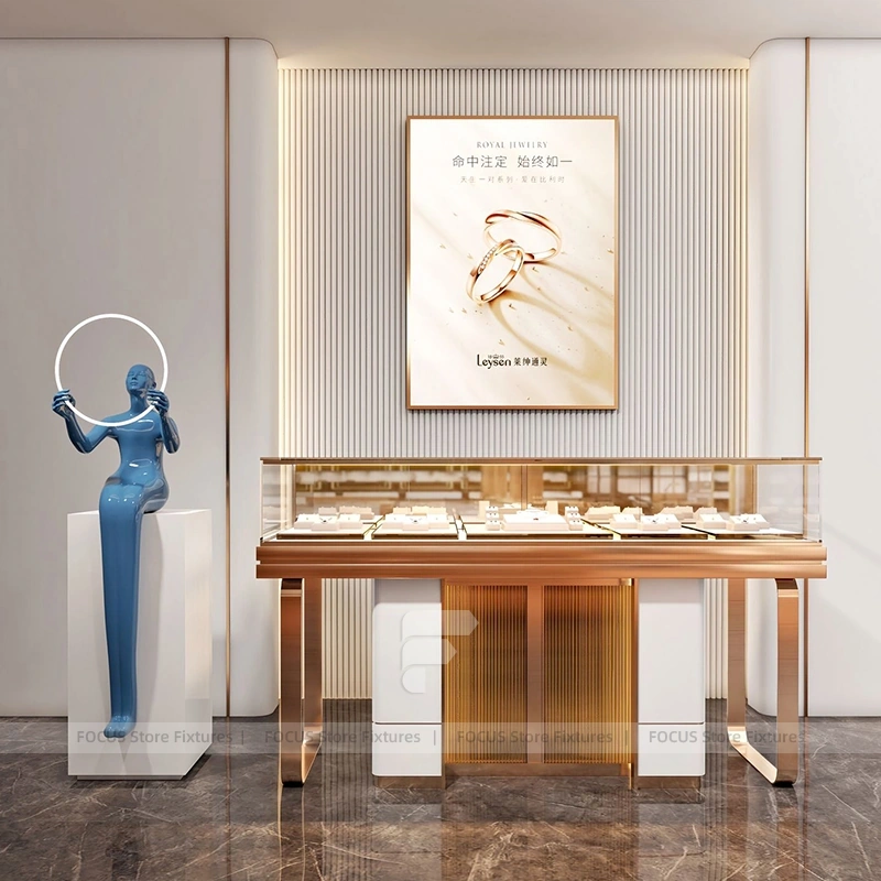 Luxury Black Jewelry Fluted Reception Desk