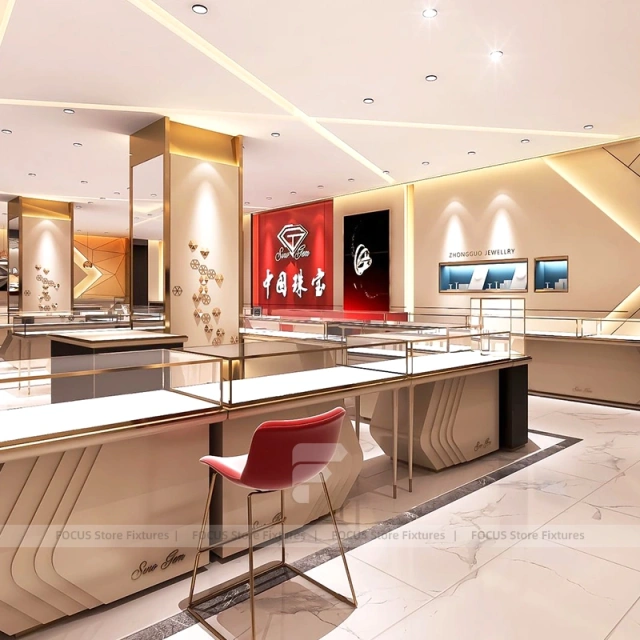 Luxury Black Jewelry Fluted Reception Desk