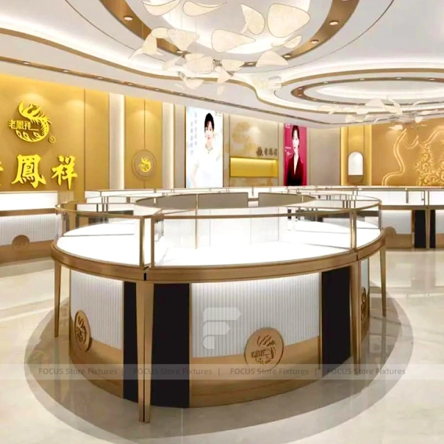 Luxury Champagne Gold Jewelry Tower Display Set