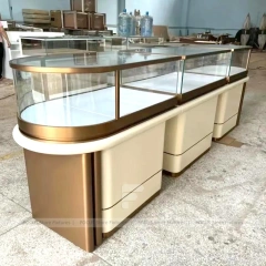 Luxury Champagne Gold LED Jewelry Wall Showcase
