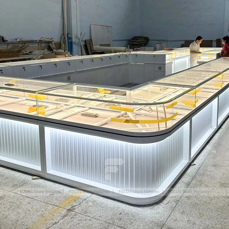 Luxury Cream Jewelry Fluted Reception Desk
