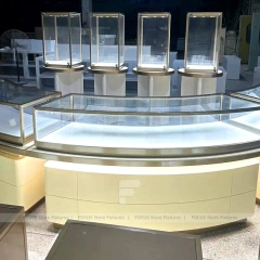 Luxury Fluted Wood LED Jewelry Showcase Set