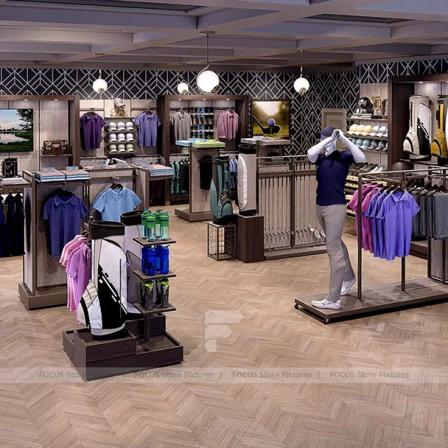 Luxury Golf Apparel Cash Wrap Display