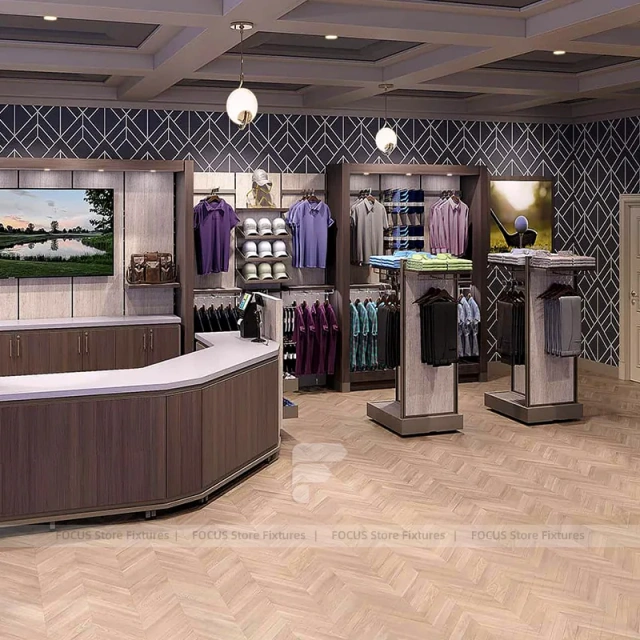 Luxury Golf Apparel Cash Wrap Display