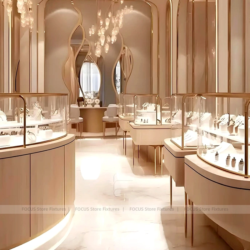 Luxury Marble Accent LED Jewelry Wall Showcase