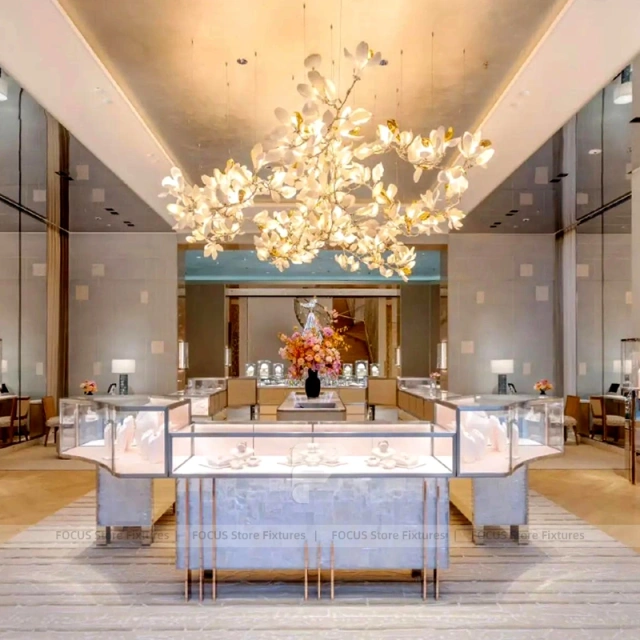 Luxury Marble Accent LED Jewelry Wall Showcase