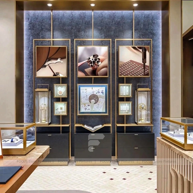 Luxury Walnut Jewelry Fluted Reception Desk