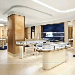 Luxury Walnut Jewelry Fluted Reception Desk