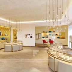 Luxury Walnut Jewelry Fluted Reception Desk